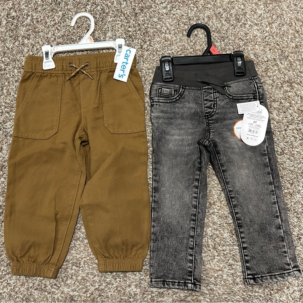 Carter's Tan and Gray Kids Jeans Set